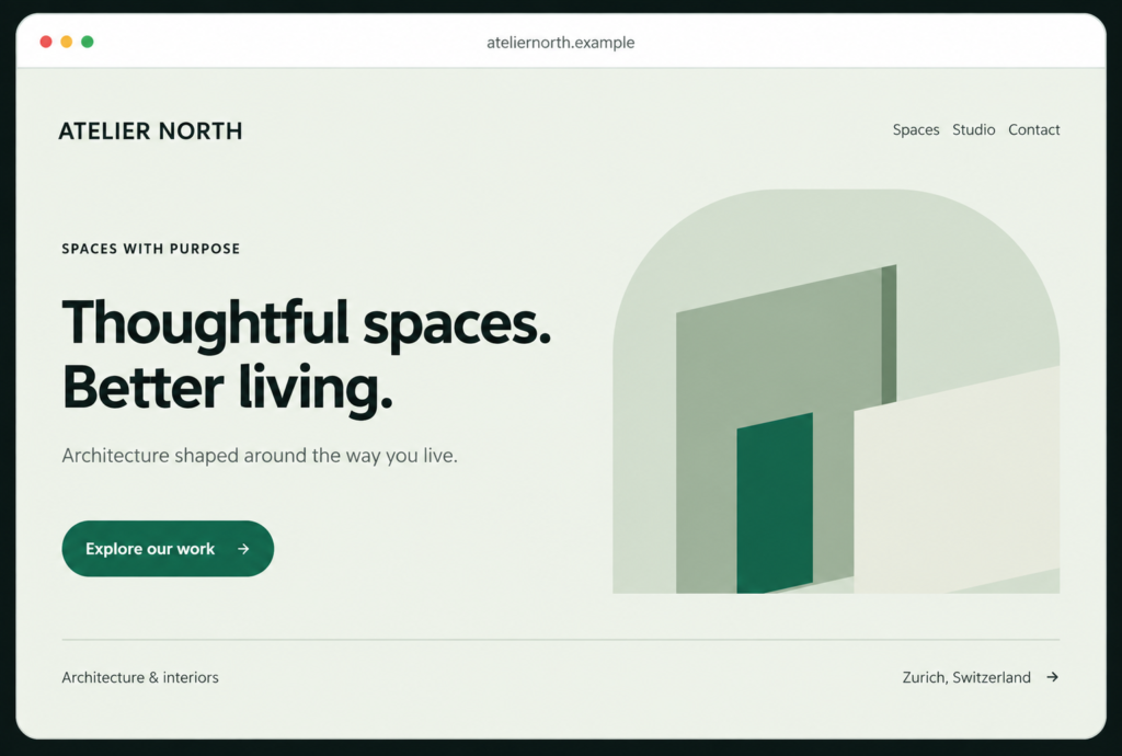 Atelier North architecture and interior design website homepage
