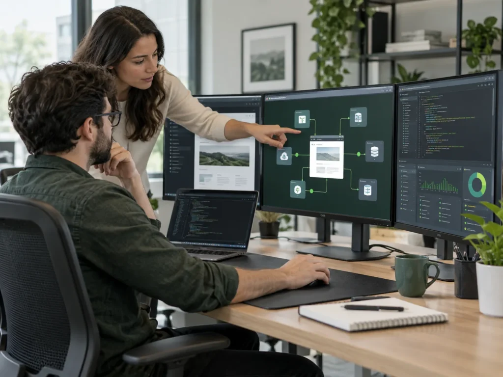 Content manager updating website pages through a CMS dashboard