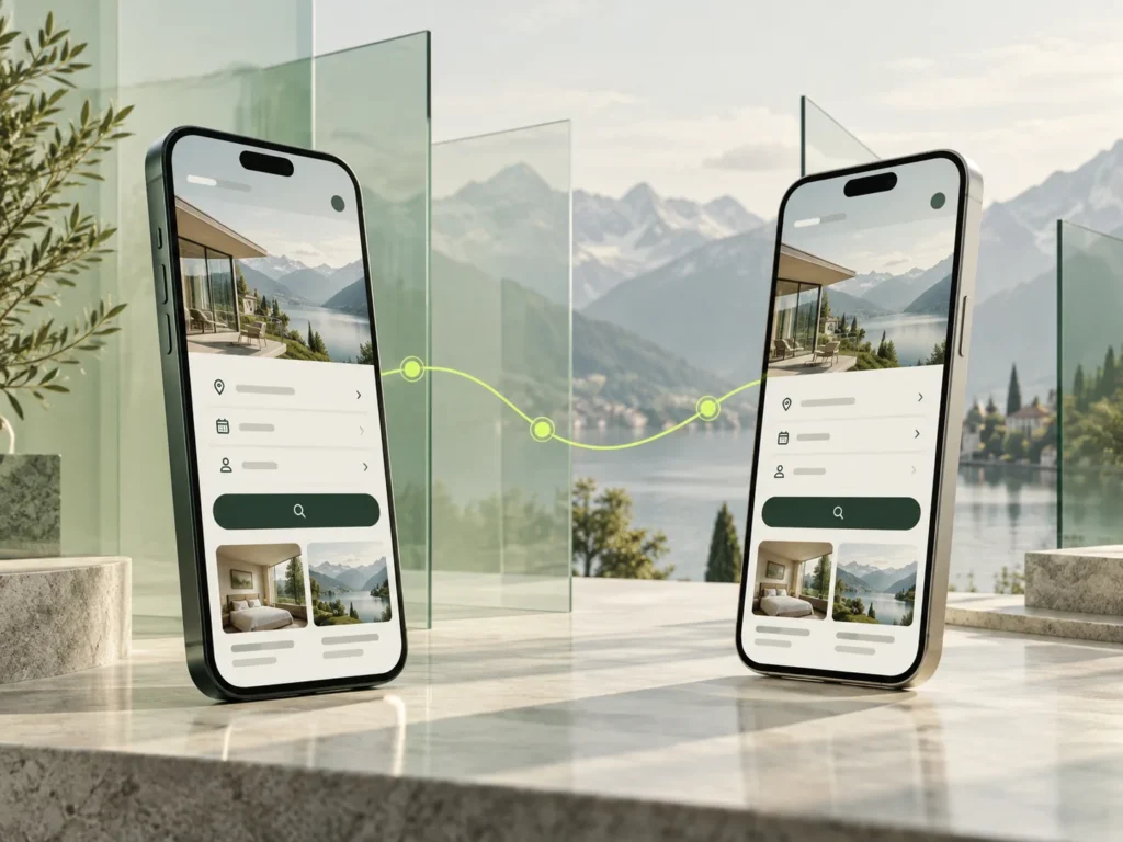 Connected mobile application running across two different devices