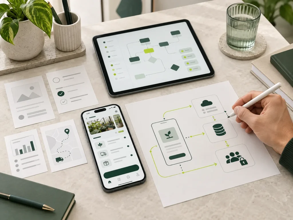 Custom mobile application workflow connected with business systems