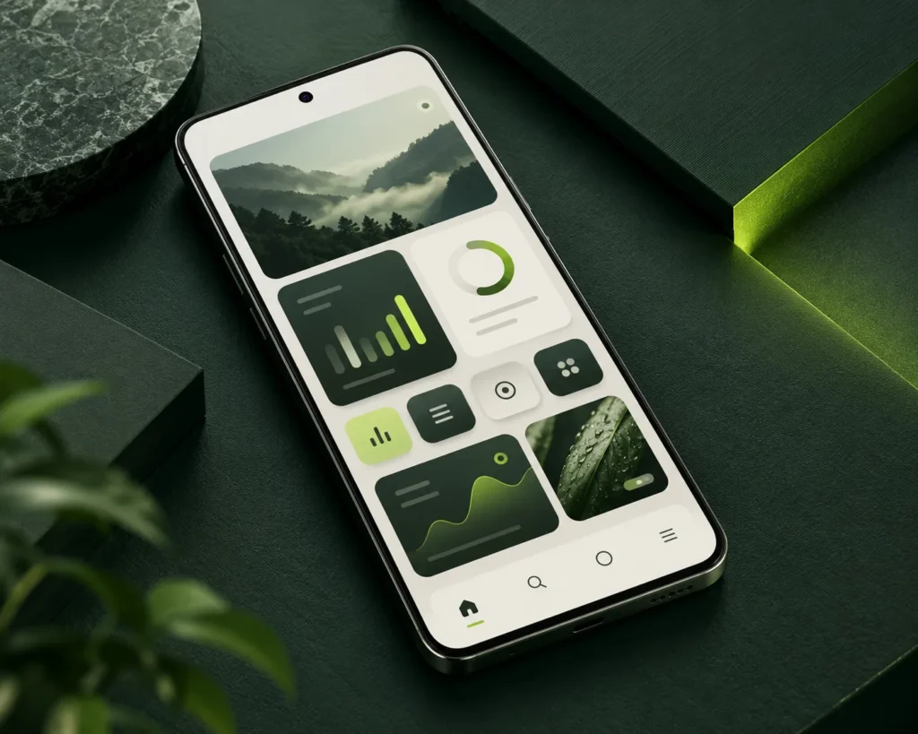Customizable native Android application interface displayed on a modern smartphone